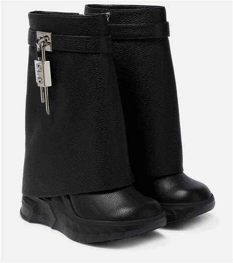 givenchy shark lock cut out ankle boots in black leather|Givenchy shark lock boots sizing.